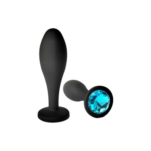 Пробка с голубым кристаллом "Vandersex" черная капля, S 